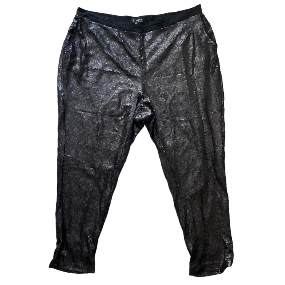 Eloquii Women’s Plus Size Sequin Jogger Pants, Bl… - image 2